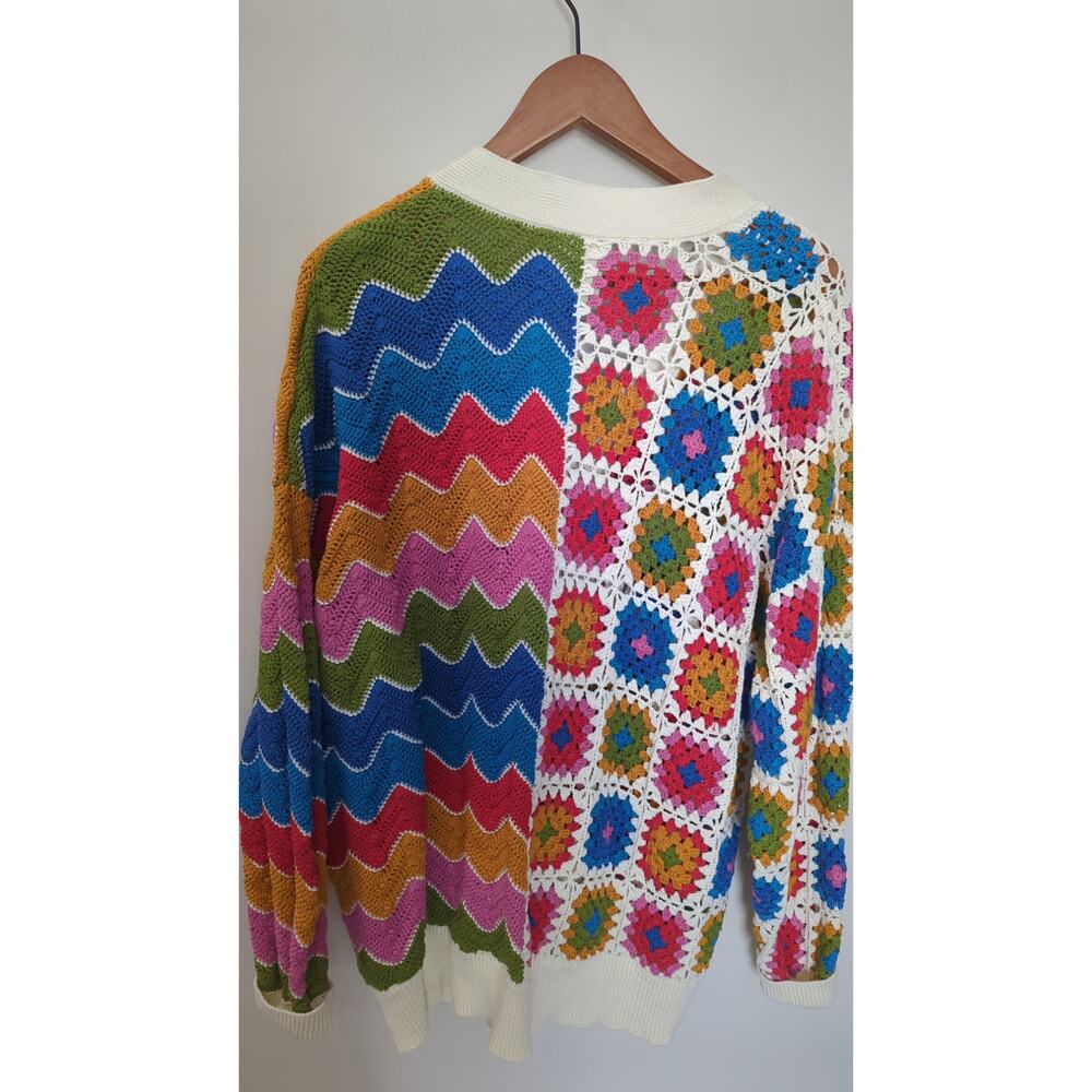 Farm Rio Mixed Crochet Cardigan Sweater - Picture 7 of 7